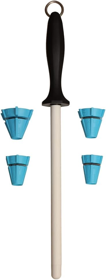 HXT Keramik-Schleifstab und Winkelführungen, 27,9 cm, bruchfest Weiss/Opulenter Garten, Weiss/Opulen