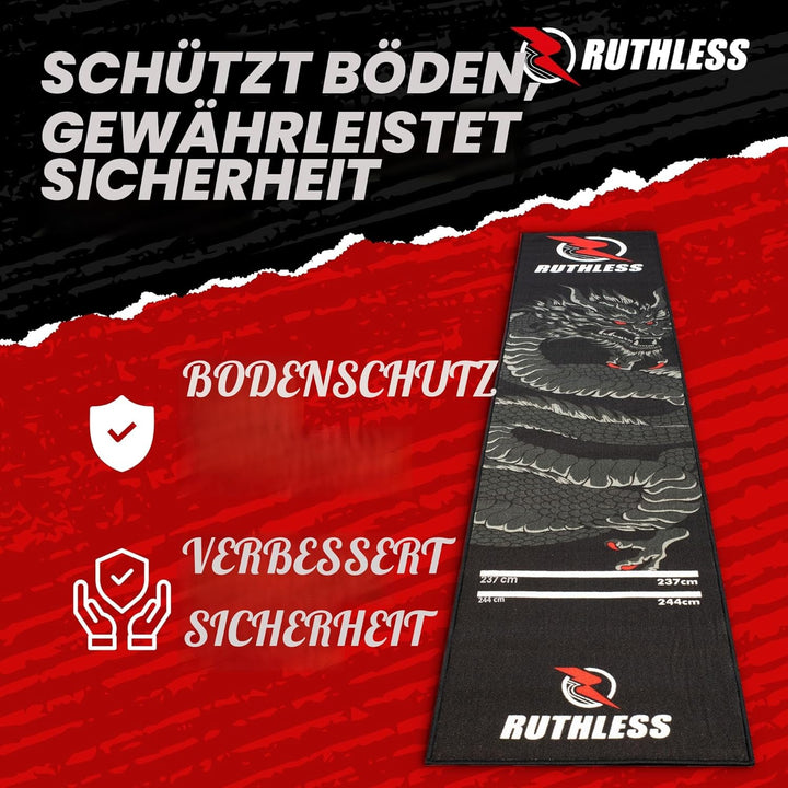 RUTHLESS Dartmatte | strapazierfähige, rutschfeste und langlebige Teppich-Dartmatte für den Boden, s