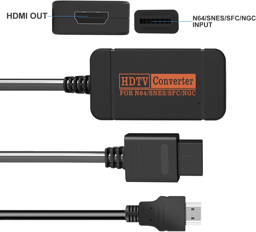 yoxxzus N64 HDMI Adapter, HDMI Konverter mit HDMI Kabel für N64/Gamecube/SNES