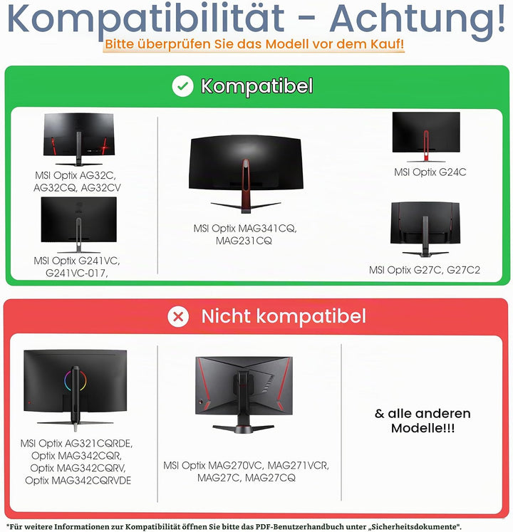 3IDEE VESA Adapter kompatibel mit MSI Optix (G241, G241VC, MAG341CQ, G27C, G27C4, G27CQ4, G27C2, AG3