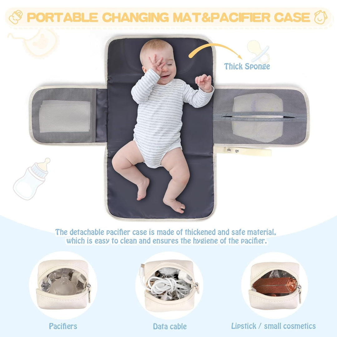 RAINSMORE Baby Wickeltasche Gross mit Schnullertasche und Wickelunterlage Multifunktions Babytasche