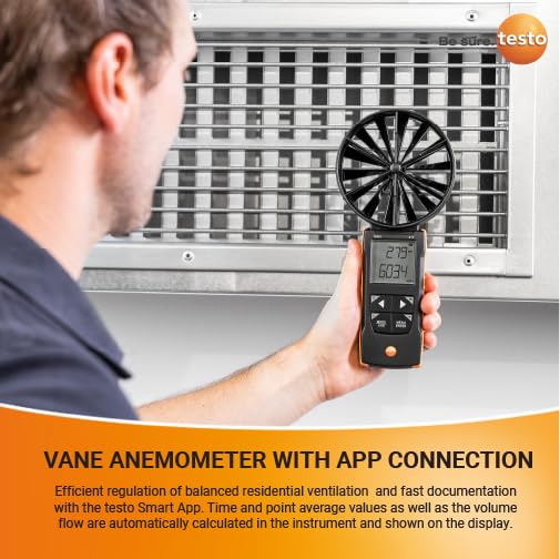 testo - 417 - 0563 0417 - Digitales 100 mm-Flügelrad-Anemometer mit App-Anbindung zur Messung von Lu