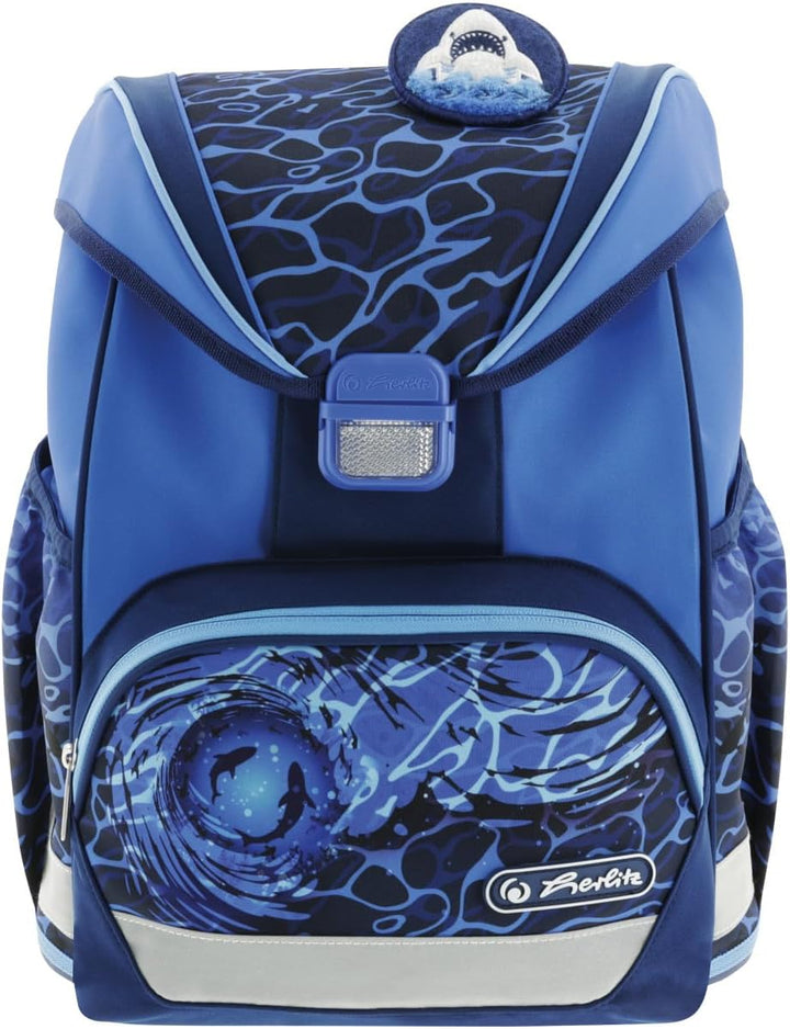 Herlitz Schulranzen UltraLight Plus, Blue Shark, befüllt, 1 Stück