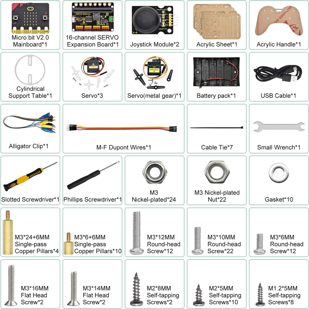 KEYESTUDIO BBC Micro:bit (inculude) 4-DOF Robot Arm Kit with Microbit V2, STEM Education Kit with Ma