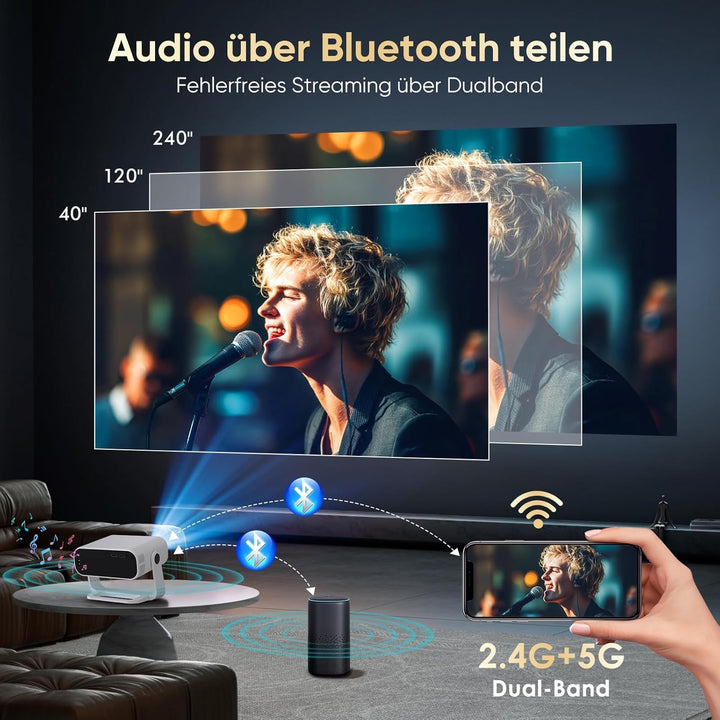 2026 Neuer Smart Mini Beamer Integrierte APP, Android 14, Full HD 1080P, unterstützt 4K-Decodierung,
