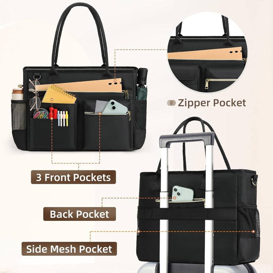Lehrer Tasche Damen Handtasche 15,6 Zoll Laptop Tasche Arbeitstasche schwarze Krankenschwester Handt
