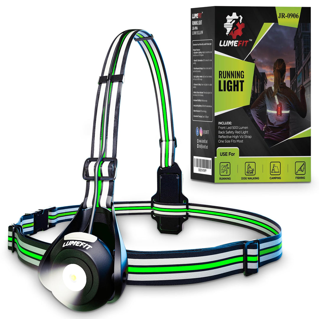 LUMEFIT Lauflicht mit Reflektoren, ideal zum Joggen und Laufen, mit 500 Lumen FrontTaschenlampe, 90°