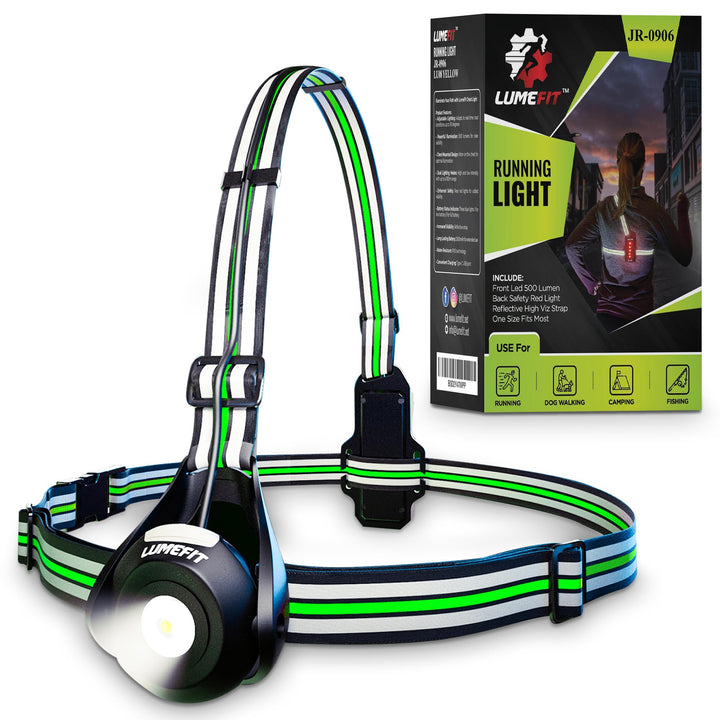 LUMEFIT Lauflicht mit Reflektoren, ideal zum Joggen und Laufen, mit 500 Lumen FrontTaschenlampe, 90°