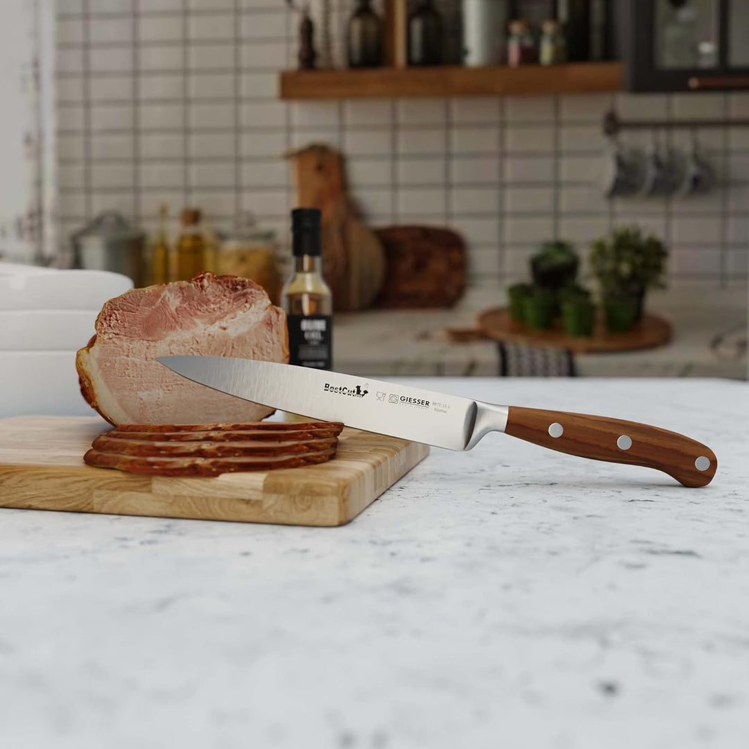 GIESSER seit 1776 - Made in Germany - scharfes Zubereitungsmesser geschmiedet Olivenholz BestCut Oli