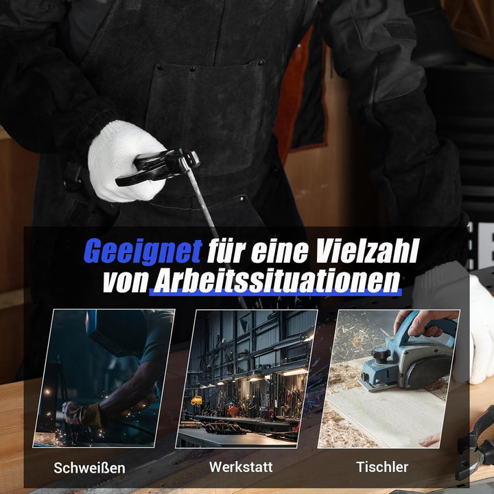 QeeLink Schweisserschürze Leder mit 6 Taschen, Lederschürze – Flammhemmende & Hitzebeständige Arbeit