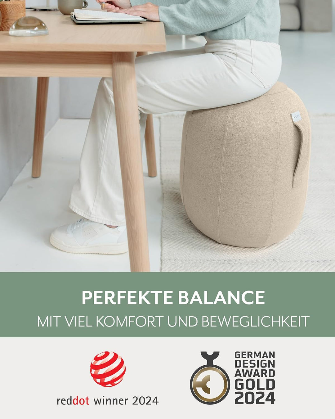 VLUV KAPSUL SOVA Balance-KAPSEL, luftgefüllter Sitzhocker, ergonomisches Sitzen, platzsparend & flex