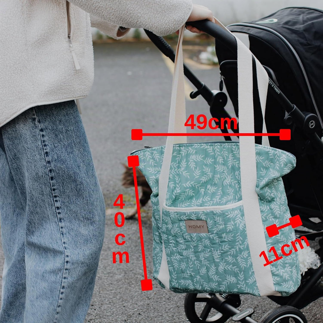 Leichte Wickeltasche für Babys – grosse Kapazität, gesteppte Baumwoll-Wickeltasche mit 3 Innentasche