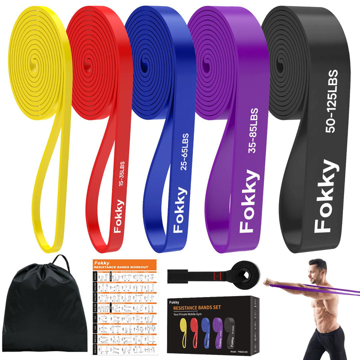 Fokky Fitnessbänder Widerstandsbänder Set mit 5 Stufen für Männer und Frauen, Resistance Bands mit T