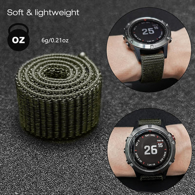 YOOSIDE 22mm Loop Nylon Armband für Garmin EPIX Pro 47mm / Fenix 6 / Fenix 5 / Fenix 7, Ultraleichte