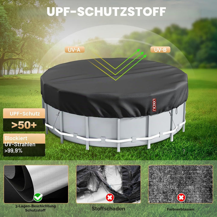 LXKCKJ Runde Poolabdeckung für oberirdische Pools- Lagertank Poolabdeckung mit Kordelzug Design-Whir