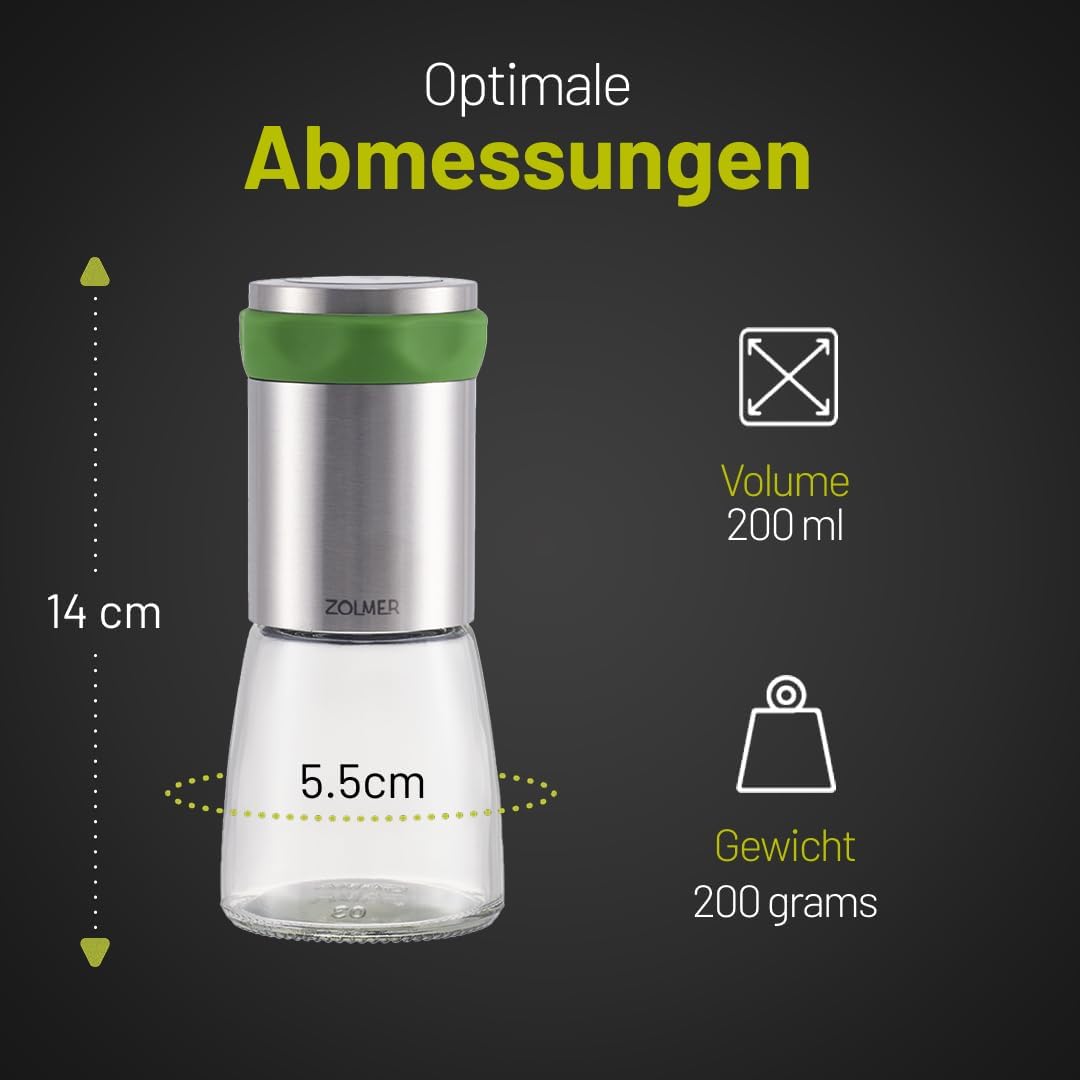 Chilimühle aus Edelstahl & Glas | Gewürzschneider Schneidwerk - Chilischneider für grobe Gewürze & C