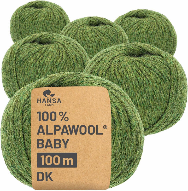HANSA-FARM | 100% Baby Alpakawolle in 50+ Farben (kratzfrei) - 300g Set (6 x 50g) - weiche Alpaka Wo