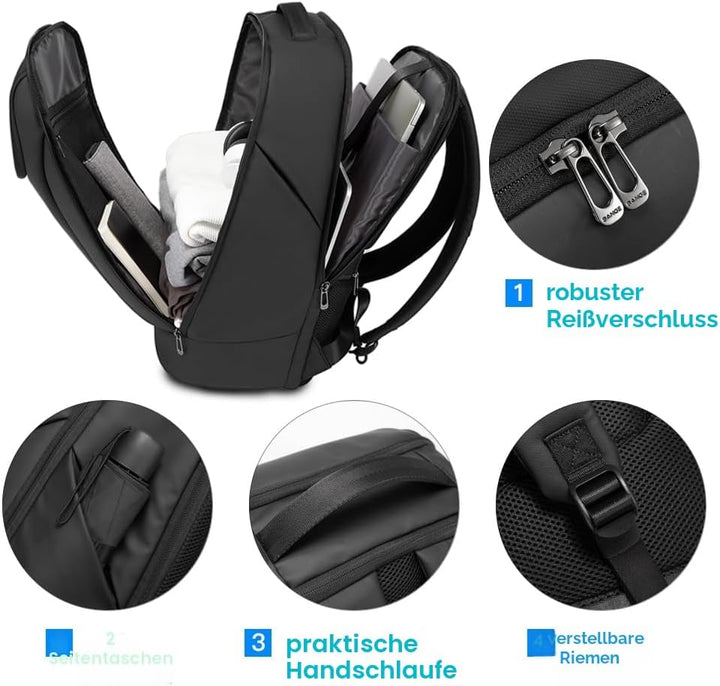 BANGE Business-Smart-Rucksack, wasserdicht, 39,6 cm (15,6 Zoll) Laptop-Rucksack, robuster Reiserucks