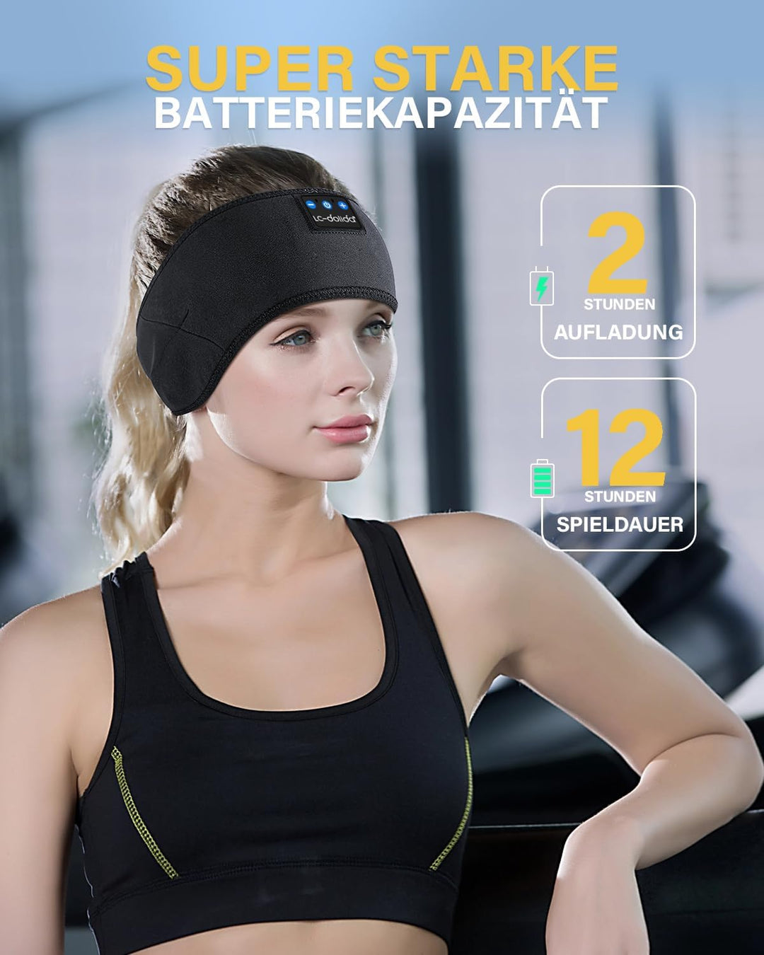 LC-dolida Schlafkopfhörer Bluetooth 5.4, Schlaf Stirnband Kopfhörer Headband Schlafmaske, Sportskopf