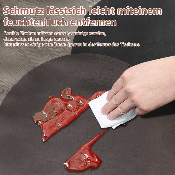 6er Set Tischset aus Leder-Imitat，Platzsets abwaschbar und wasserdicht，Platzdeckchen Lederoptik mit