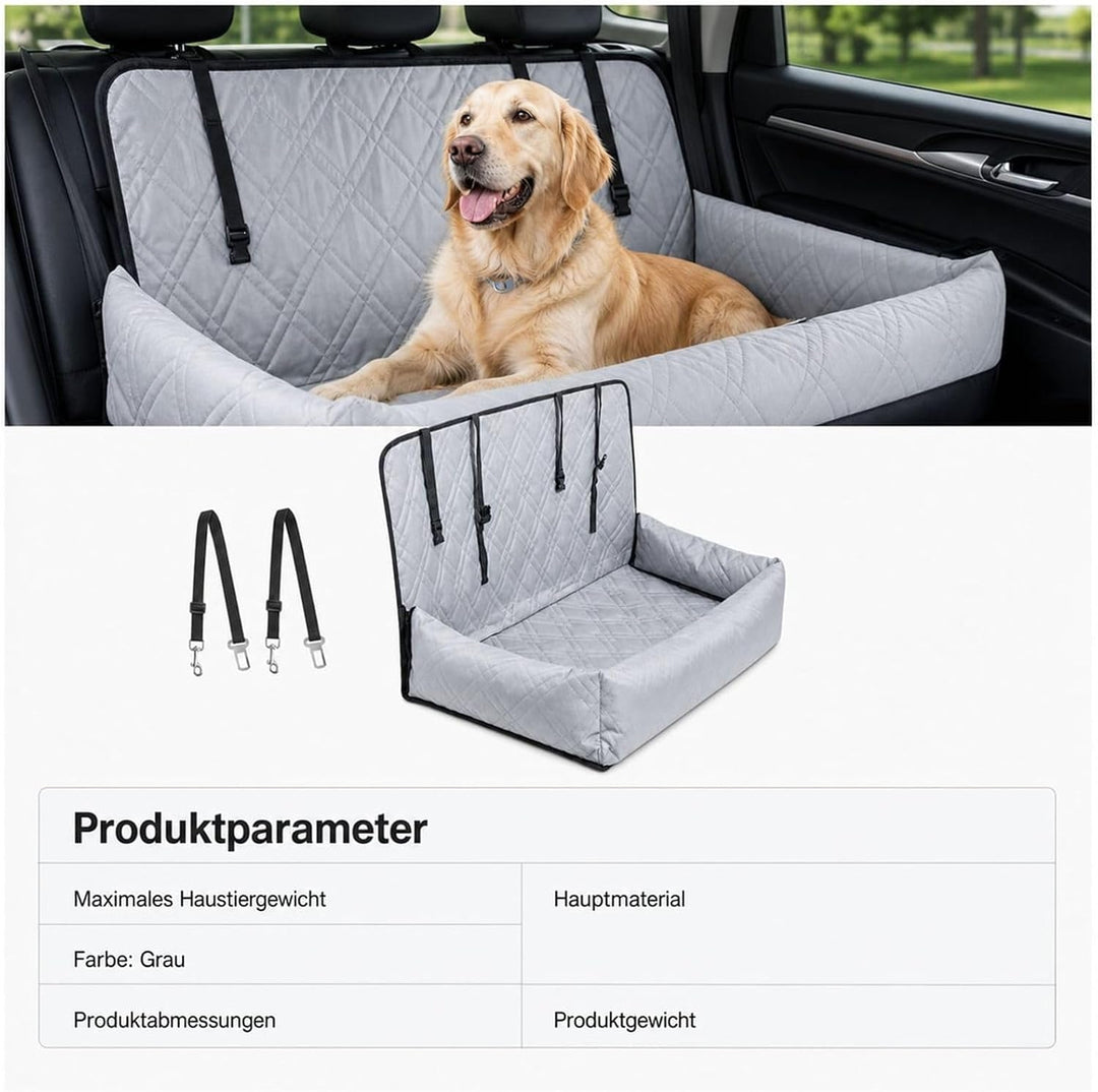 Autositz für Hunde, Rücksitz, grau