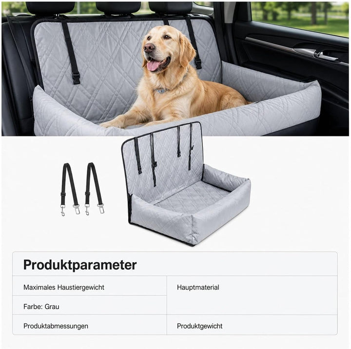 Autositz für Hunde, Rücksitz, grau
