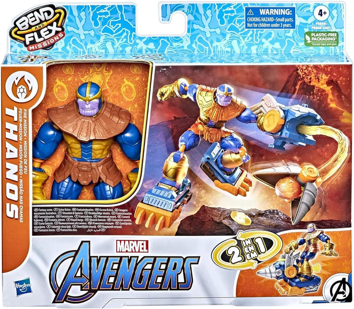 Hasbro Marvel Avengers Bend and Flex Missions Thanos Fire Mission Figure, 15-cm-Scale Bendable Toy f