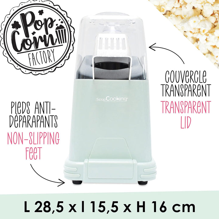 ScrapCooking - Popcornmaschine - Popcorn Maschinen Ohne Öl - Fertig in 1-2 Minuten - Popcorn Maker m