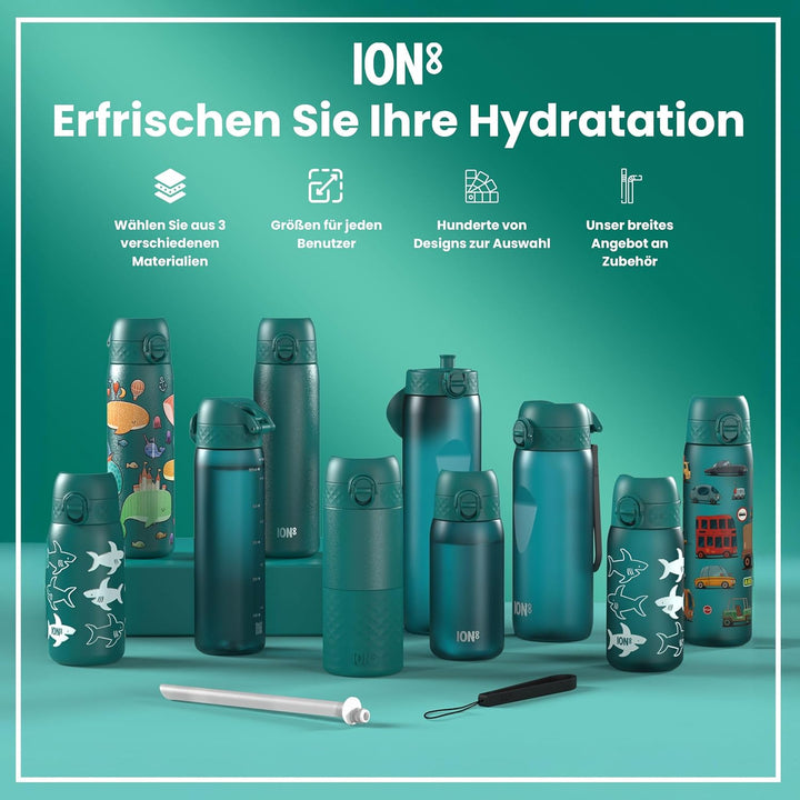 ion8 1 Liter Trinkflasche, 1000ml, Auslaufsicher, Einhandöffnung, Sichere Verriegelung, Spülmaschine
