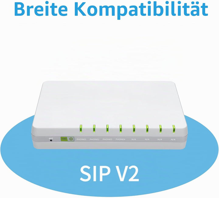 Auerswald 4-Port ATA (Analoger Terminal Adapter), 90089 Der VoIP-Analog-Adapter unterstützt Vier ana
