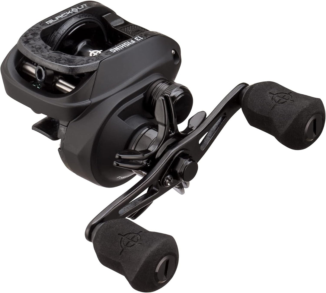 13 Fishing – Origin O1 Blackout Baitcast Rolle – 7,3:1 Übersetzung Linkshänder, Linkshänder