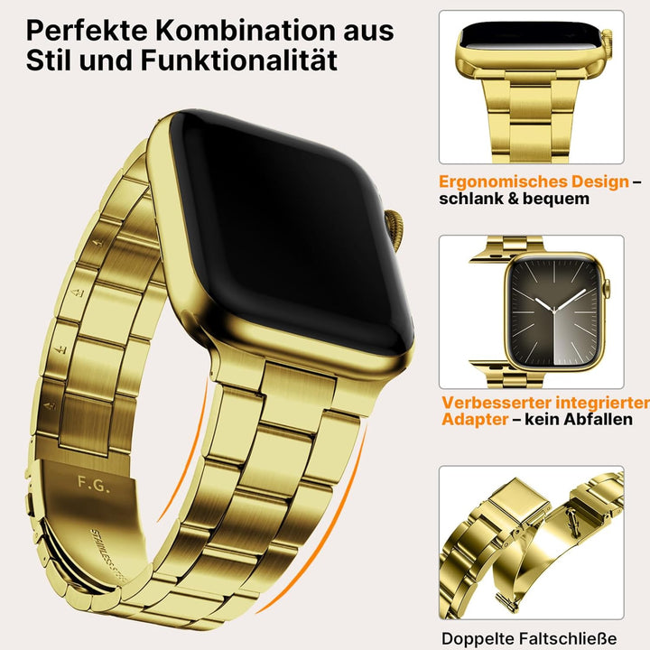 Fullmosa Kompatibel mit Apple Watch Armband 40mm 41mm 38mm Damen Herren, Neues Metall Schlanks Ersat