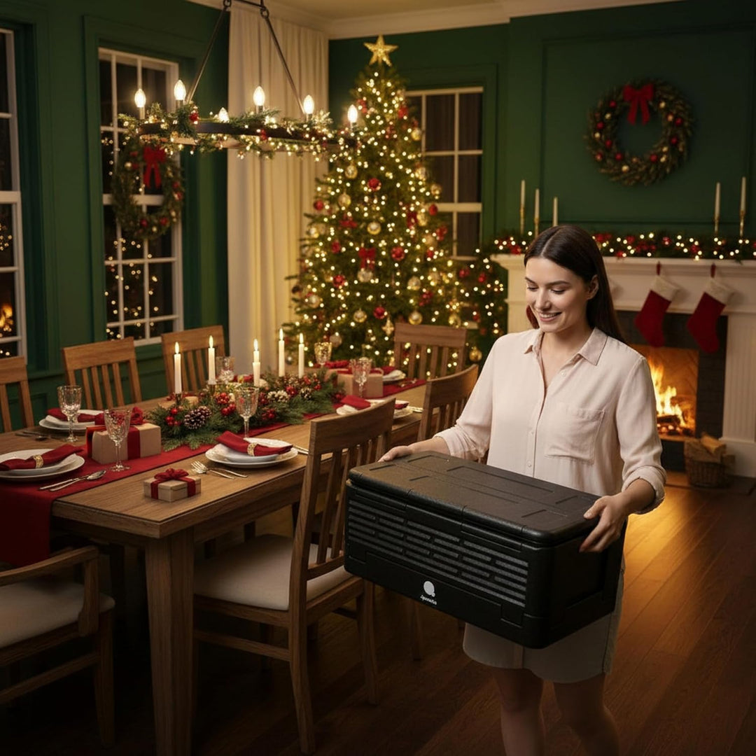 Thermobox gross faltbar schwarz zum Warmhalten und Kühlen - 42 L - Essen Warmhaltebox klappbar 60 x