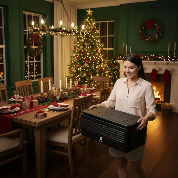 Thermobox gross faltbar schwarz zum Warmhalten und Kühlen - 42 L - Essen Warmhaltebox klappbar 60 x