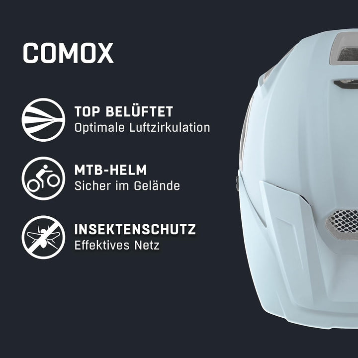 ALPINA COMOX - Widerstandsfähiger, Stossabsorbierender & Anpassbarer Enduro Fahrradhelm Mit kurzem S