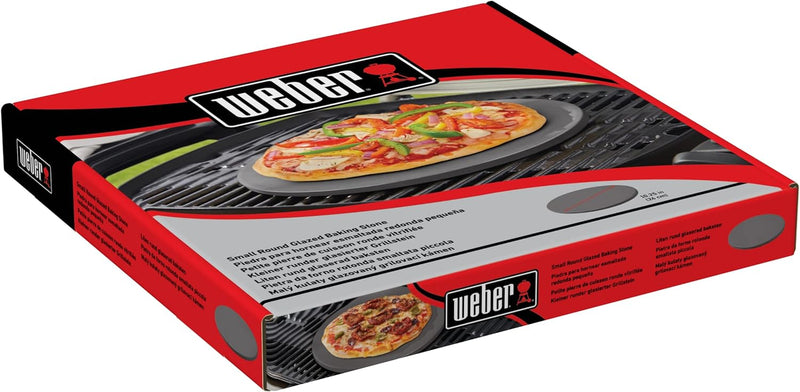 Weber Pizzastein - Klein (Ø 26cm), glasierter Cordierit BBQ Pizzastein, Schnelles aufheissen & Wärme