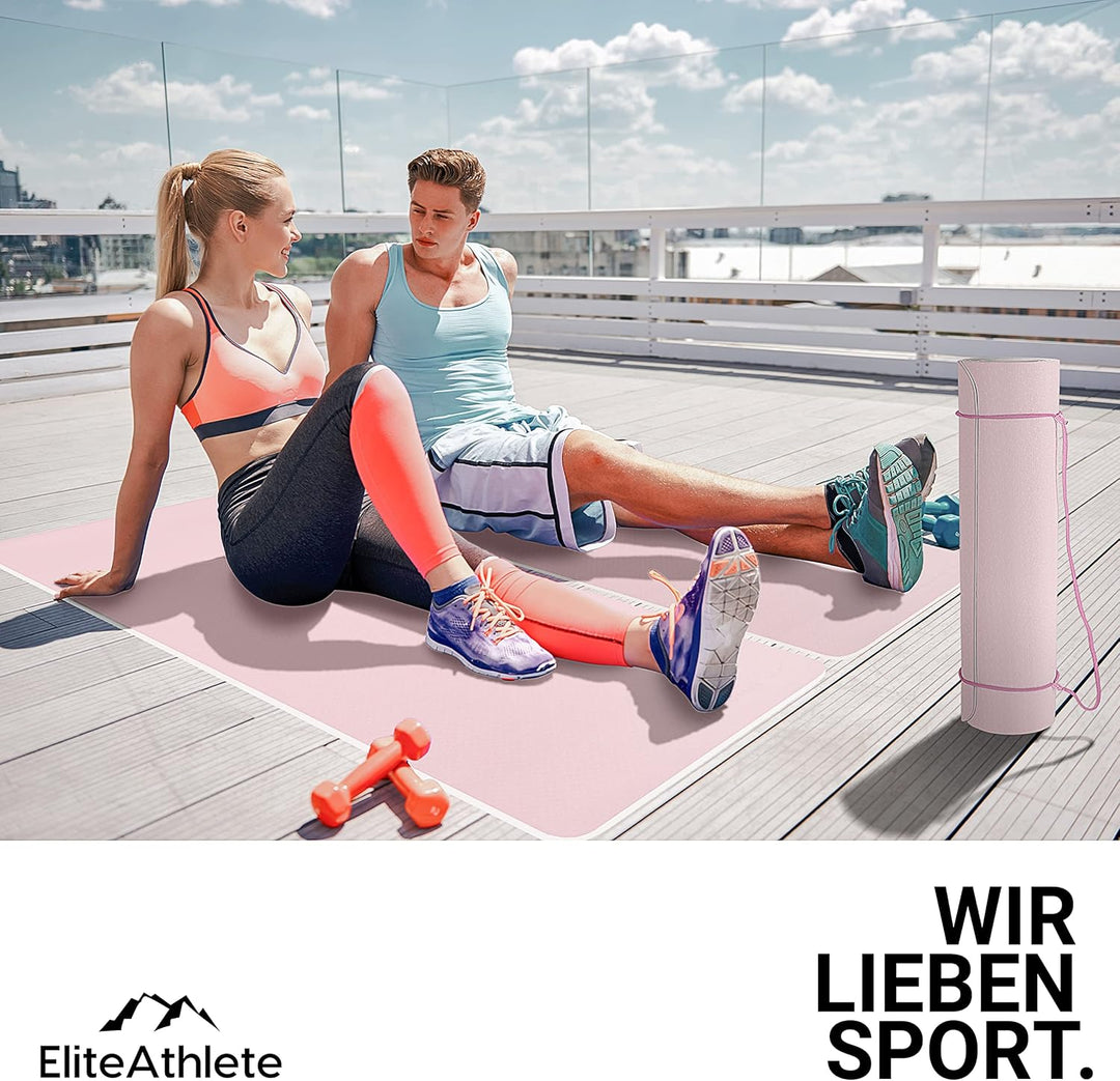 EliteAthlete Yogamatte - Sportmatte - Fitnessmatte - Gymnastikmatte gepolstert &amp; rutschfest für Fitn