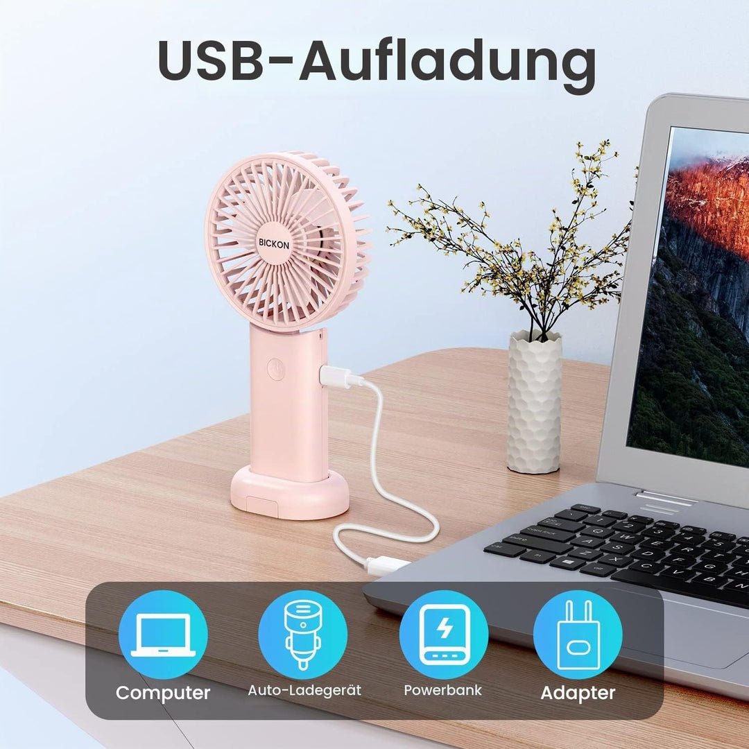 Mini Ventilator, Handventilator Tragbarer mit 3 Windgeschwindigkeit, Faltbarer Leise, 3600mAh Akku U