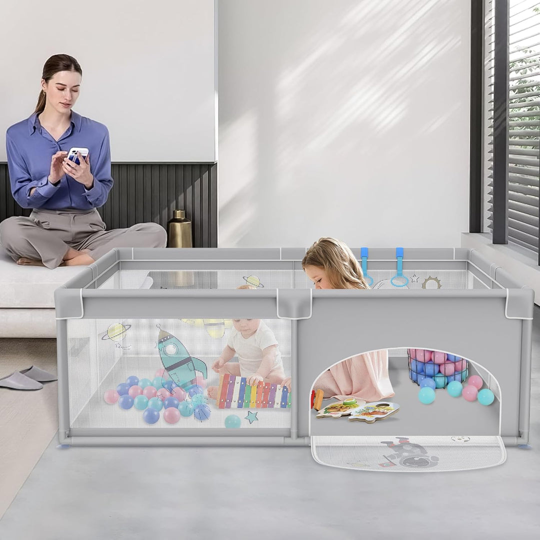 Froadp Laufgitter Baby Laufstall Playpen, Kinderlaufstall mit Tür,Oxford Sicherheitsspielplatz Schut