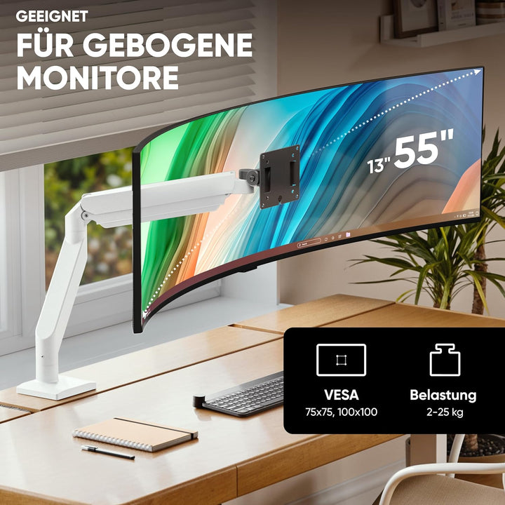ONKRON Monitor Halterung Tisch für 15-42 Zoll Bildschirm bis 15 kg, Monitor Arm RGB mit USB und Type