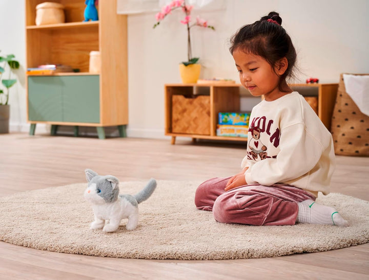 Simba PetZoo Kitty, Spielzeug Haustier, mit Sound, läuft und wackelt mit dem Schwanz, Try me, 19cm,