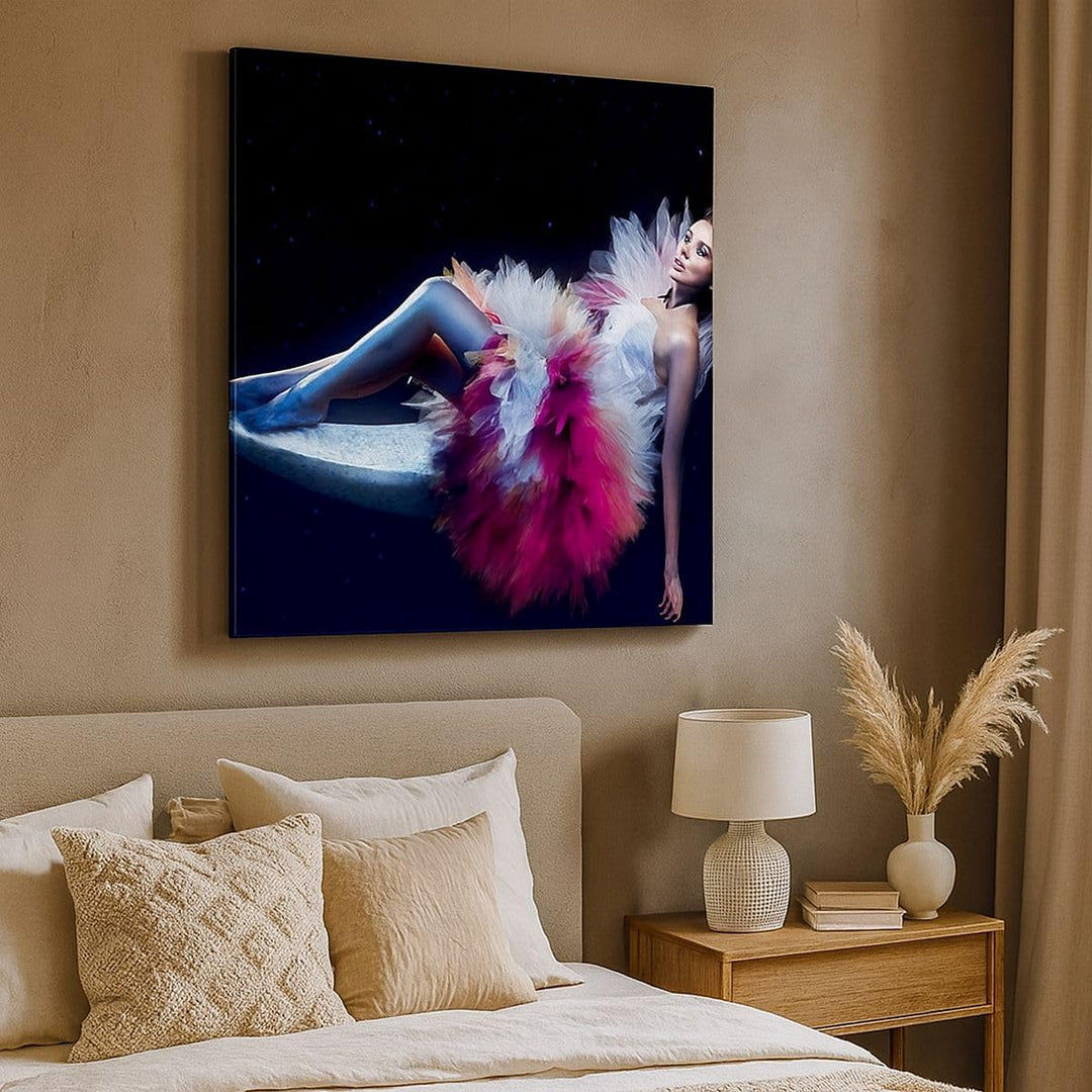 Bilder auf Leinwand 70x70cm Leinwandbild Frau Geheimnis Kleid elegant Gross Wanddeko Bild Schlafzimm