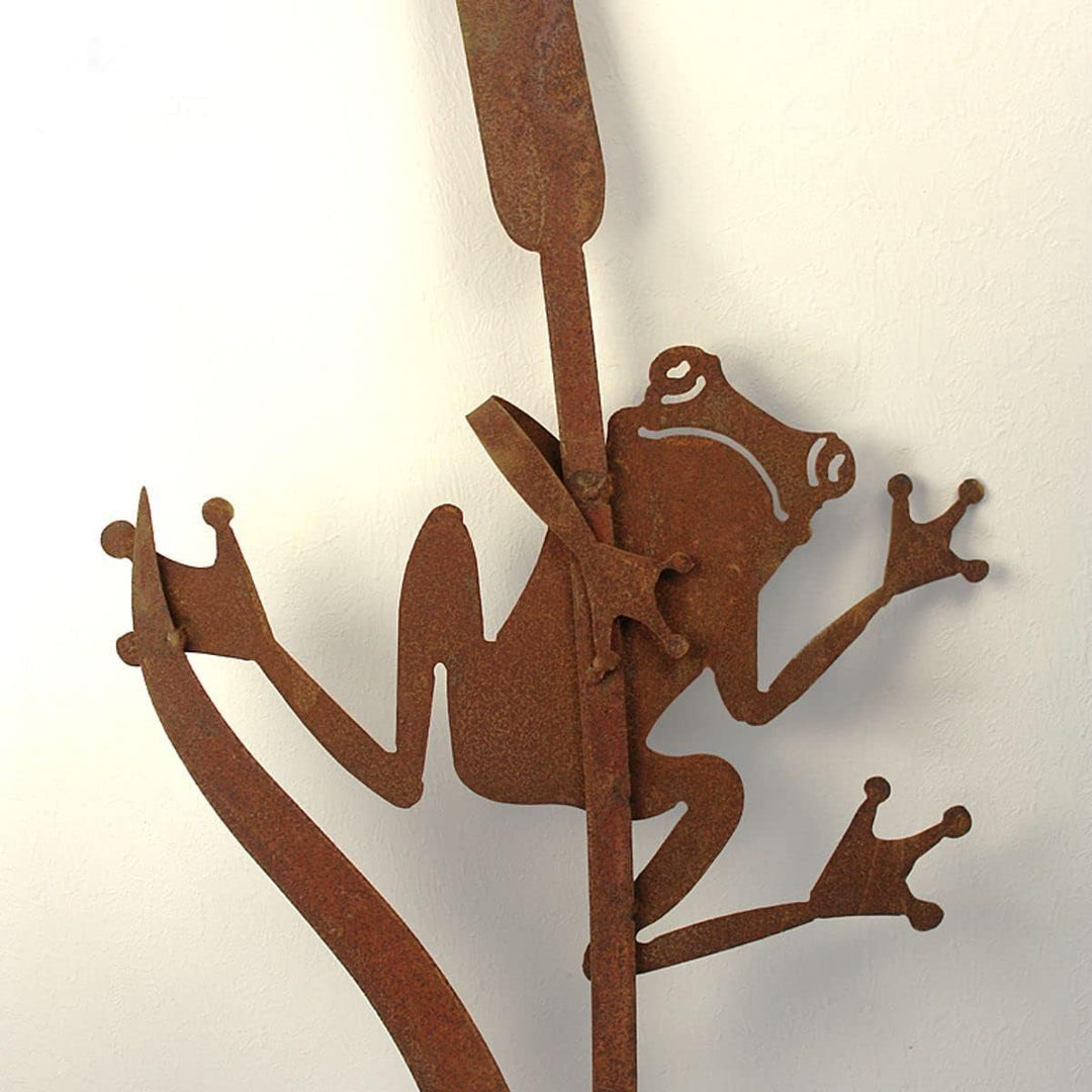 Saremo Rost Frosch an Schilf Stecker H ca. 120 cm