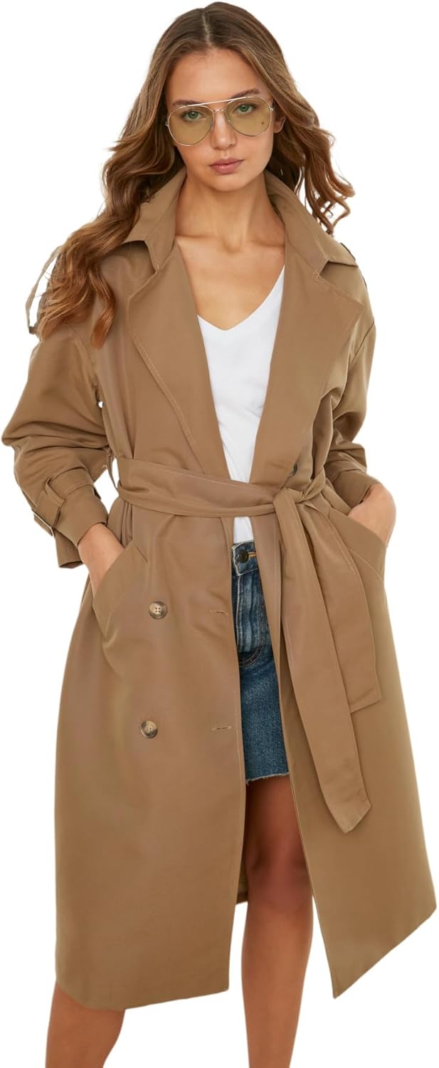 TRENDYOL Trench Coat - Brown - Regular 32 Nerz, 32 Nerz