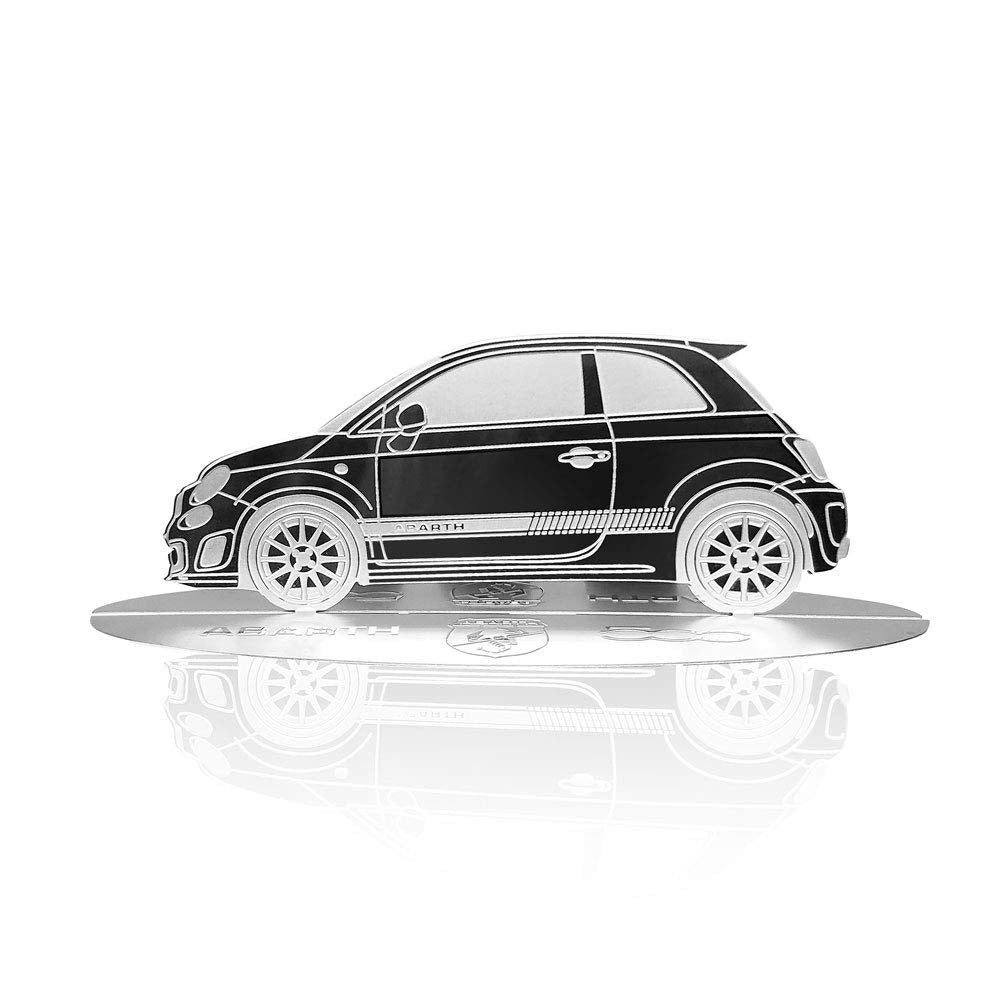 4R Quattroerre.it 11203 Modellauto Silhouette graviert Fiat 500 Abarth aus Edelstahl