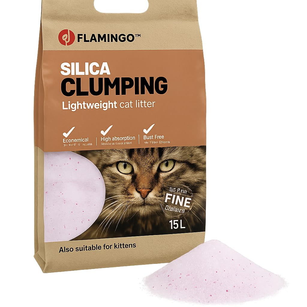 Flamingo Katzenstreu – neutraler Duft – Kohlegranulat – 15l für 18 Wochen – Herkunft aus Kanada – ne