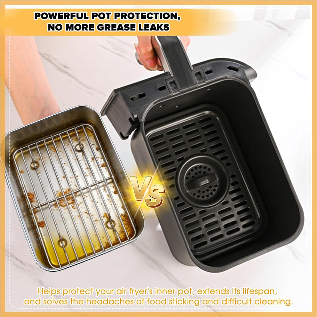 Kleine Auflaufform für Airfryer 20 * 15 * 5cm Edelstahl Auflaufform für Heissluftfritteuse mit Decke