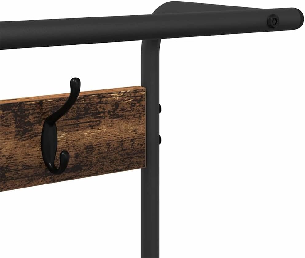 Hothingwell Garderobenständer aus Holz, antik, 95 x 34 x 184 cm, Ingenieurholz | Integrierte Aufbewa