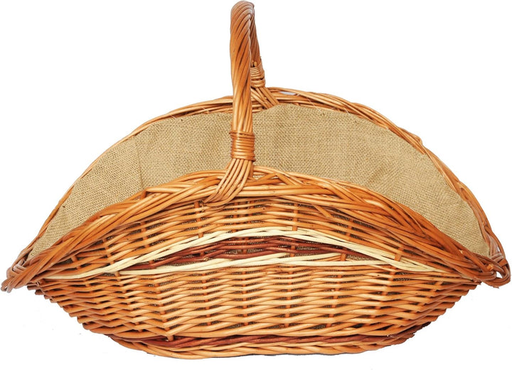 Kaminholzkorb aus Weide Kaminkorb Holzkorb mit Jute Weidenkorb Holz Kamin Kaminholz (Hellbraun, Typ