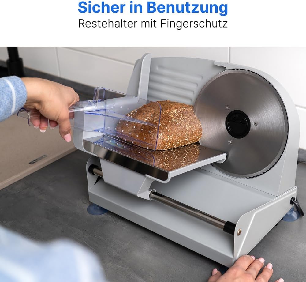Clatronic MA 3585, Metall-Allesschneider, Brotschneidemaschine, Wurst-Schneider elektrisch, mit gros